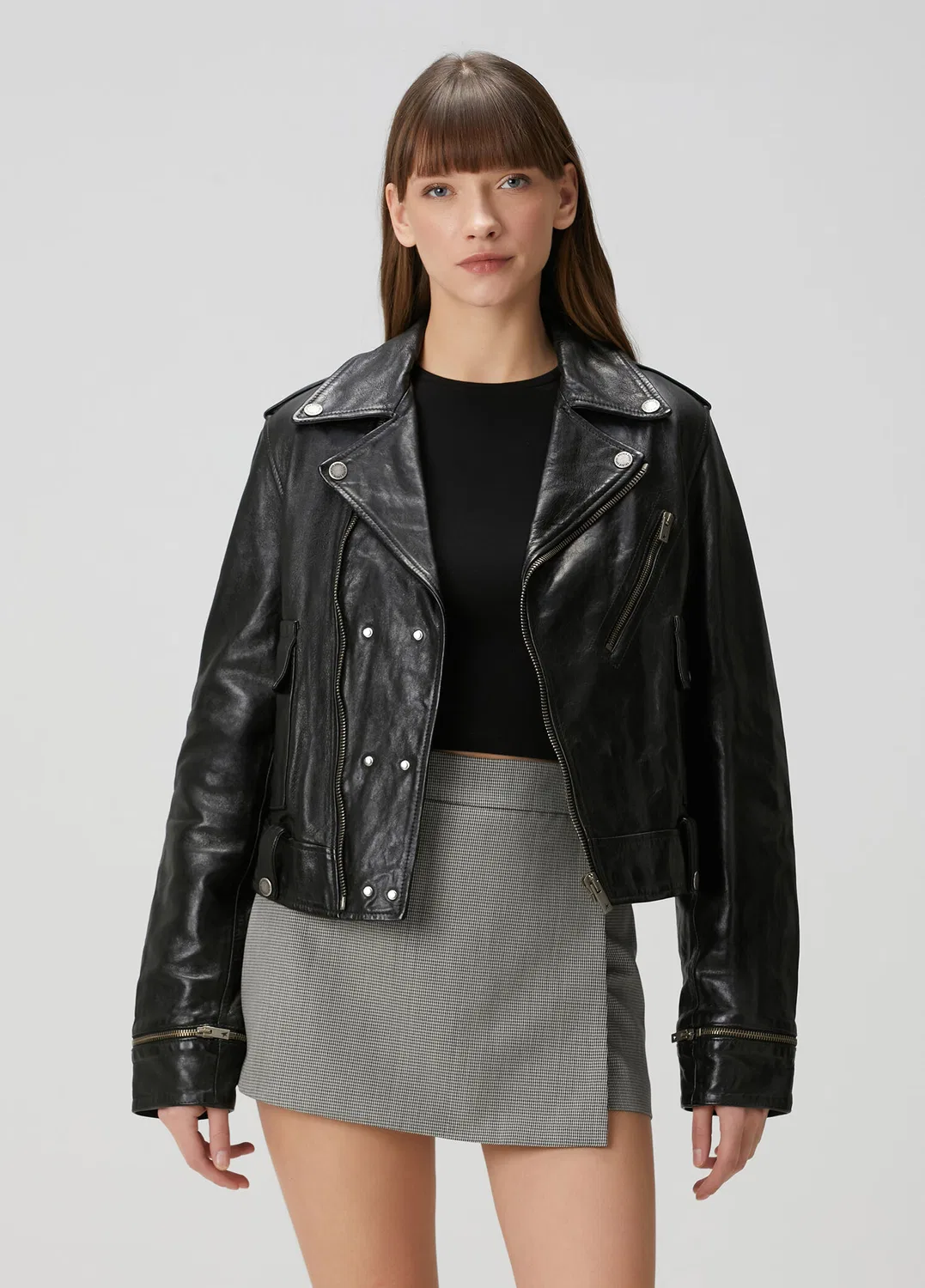 Кожаная куртка косуха Golden Goose, black