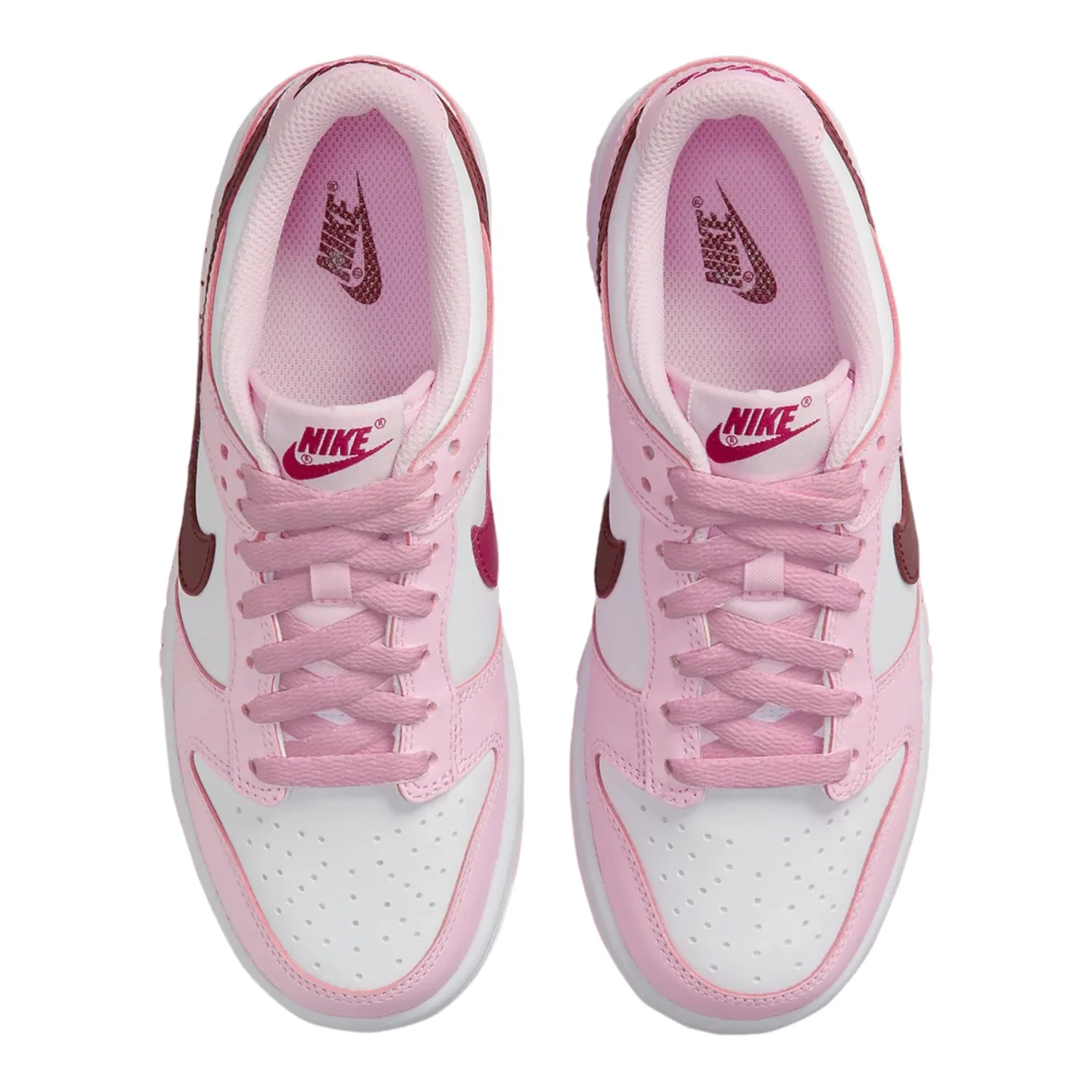 Детские кроссовки для мальчиков с принтом NIKE Dunk Low NIKE, Foam Pink Dark Beet White — фото 4