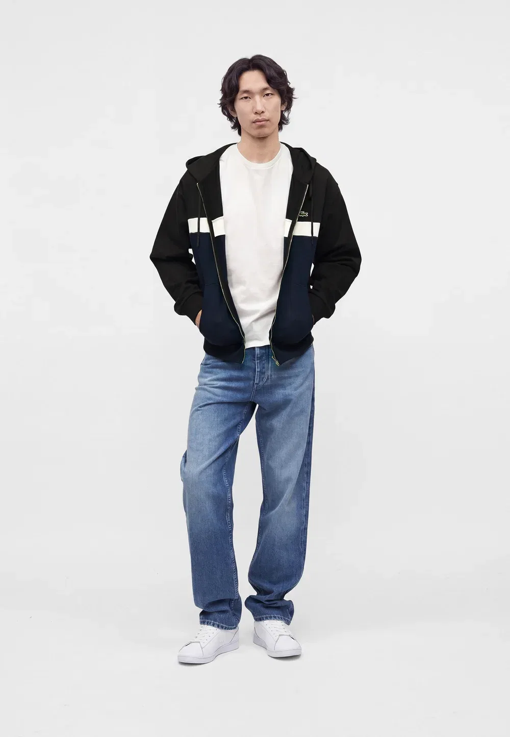 Толстовка на молнии Lacoste, Black/Navy Blue — фото 2