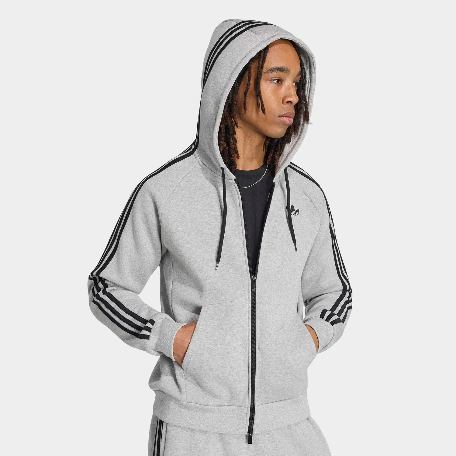 Мужской худи с капюшоном и шнурком Adidas Originals, Medium Grey Heather — фото 2