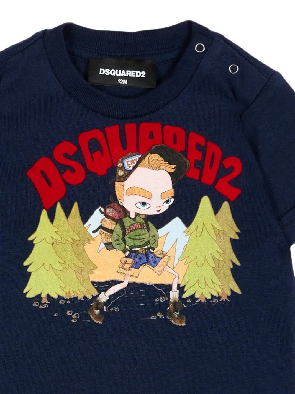 Футболка с графическим принтом на кнопках Dsquared2 Kids, синий — фото 3