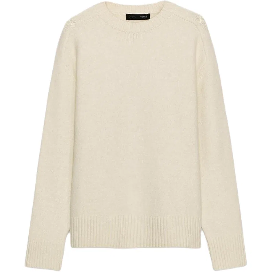 Женский свитер с круглым вырезом, Raw White, ZARA