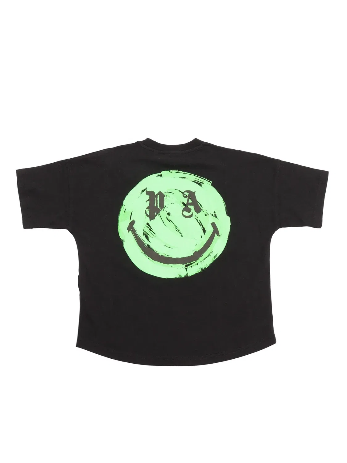Футболка хлопковая с принтом Kids X Smiley Logo Palm Angels, Black Green — фото 2