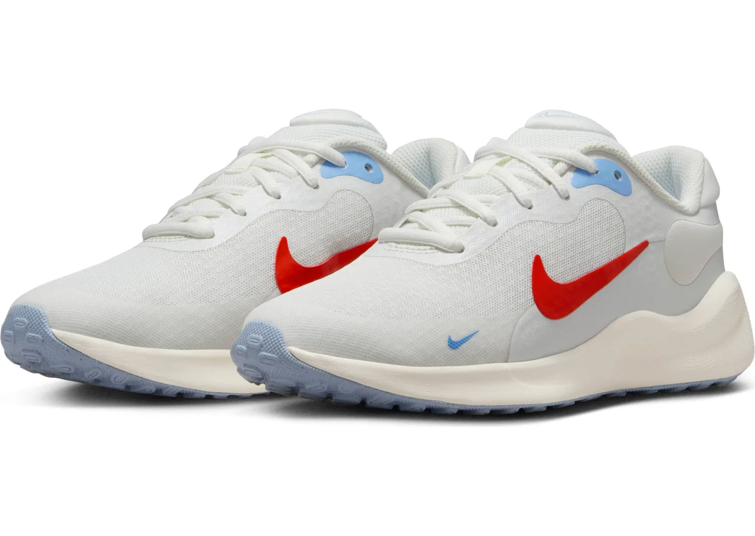 Детские кроссовки для девочек с шнуровкой NIKE Revolution 7, Summit White Picante Red Sail — фото 2