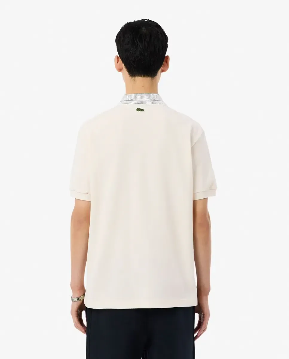 Lacoste Мужское поло классического кроя с эмблемой, произведенное во Франции, белое с короткими рукавами — фото 2