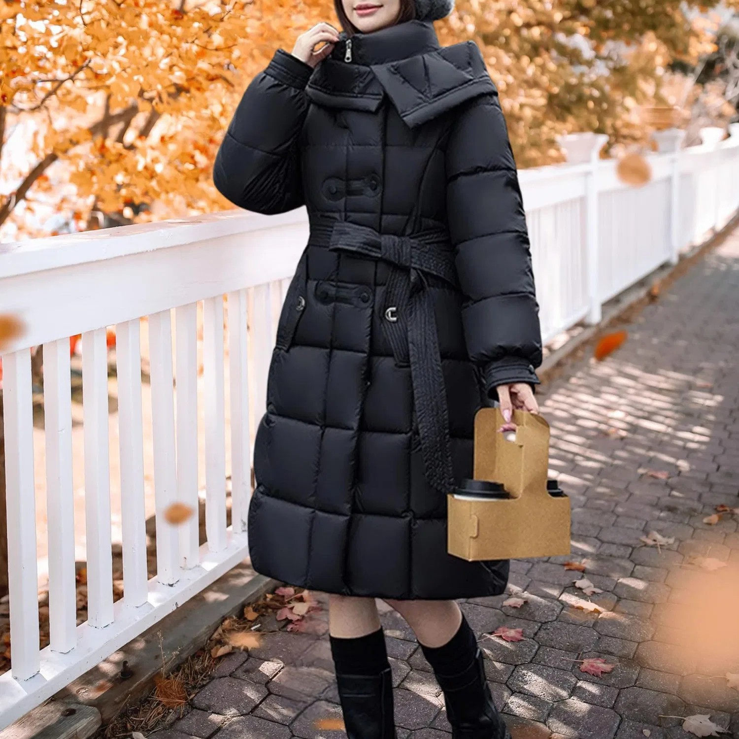 Женская утепленная куртка с высоким воротником и полной застежкой-молнией, White — фото 2