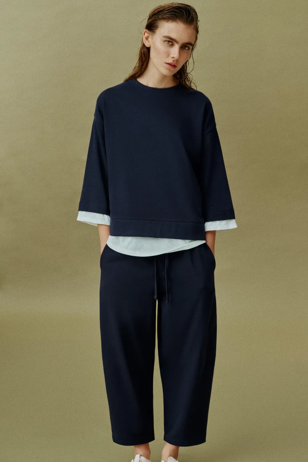 ШТАНЫ-ПОДВЕСКИ ZARA, Navy Blue