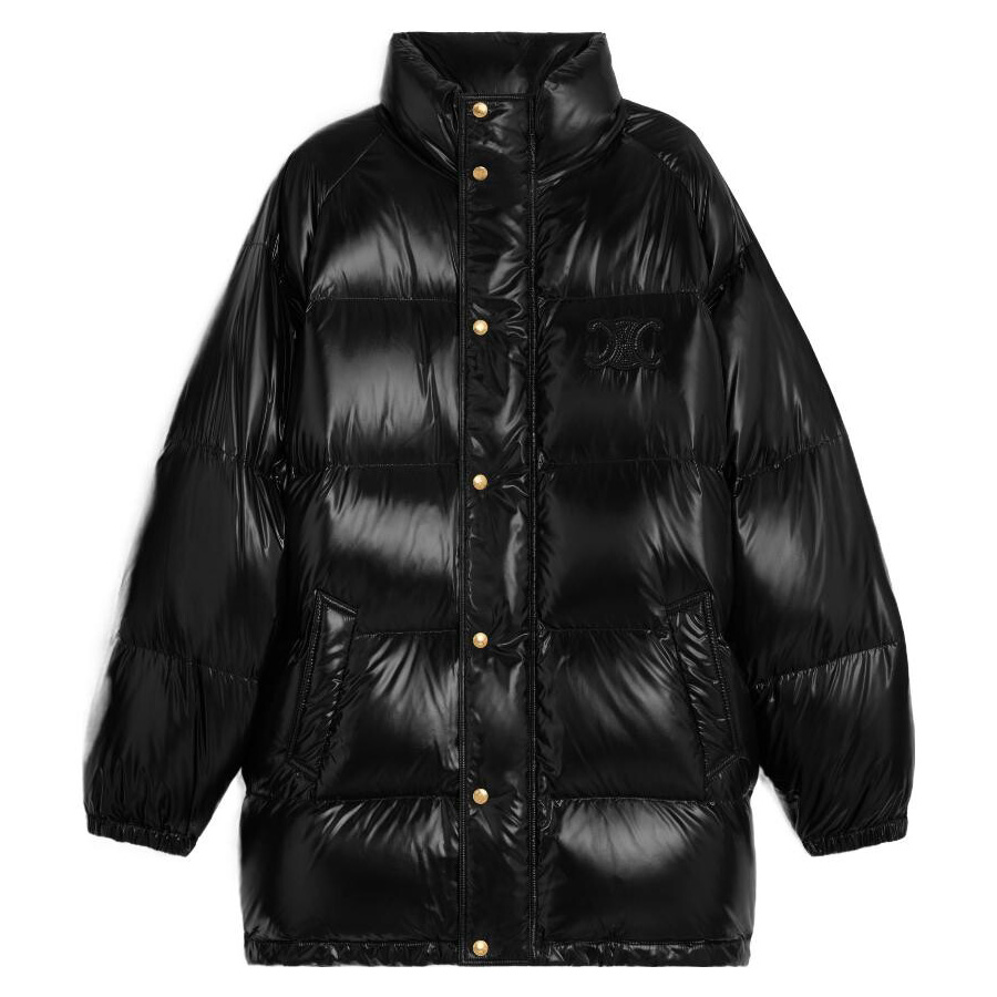 Пуховик Celine Long Triomphe In Lightweight Nylon, черный