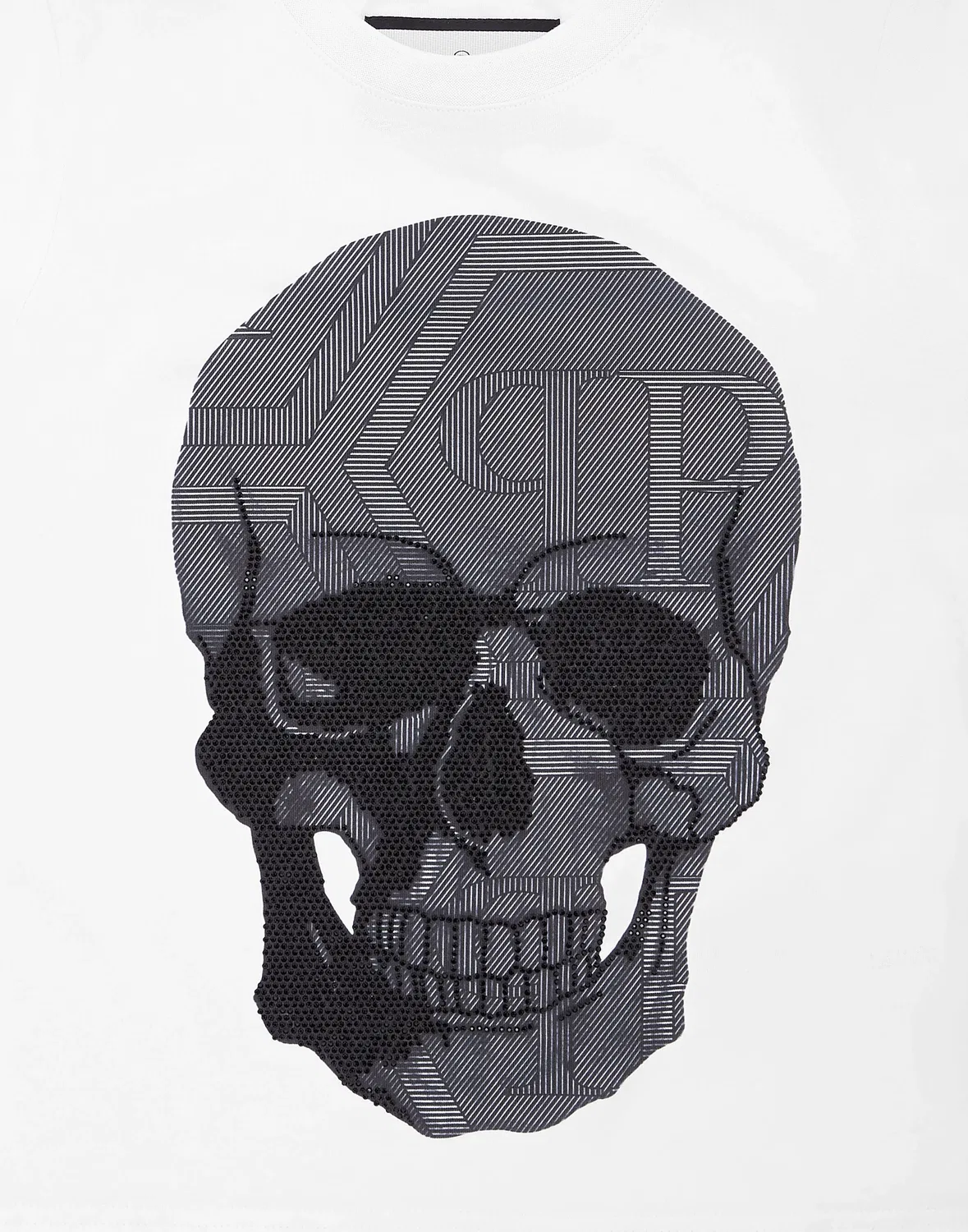 Детская футболка с коротким рукавом и принтом Jersey T-shirt Round Neck SS Strass Skull PHILIPP PLEIN, черный — фото 3