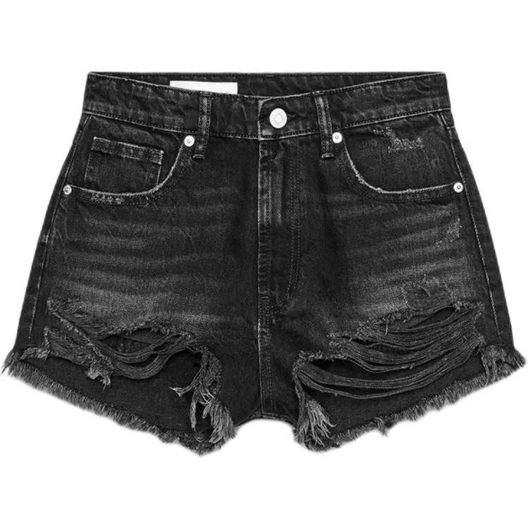 Женские джинсовые шорты прямого кроя Black ZARA