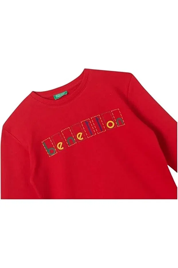 Детские свитшот для девочек с принтом Benetton, Red — фото 3