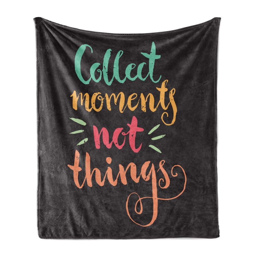 

Мягкое фланелевое флисовое одеяло ABAKUHAUS Proverb, Collect Moments Things Not Letters в разных тонах, 175 x 230 см, серое и разноцветное, серый