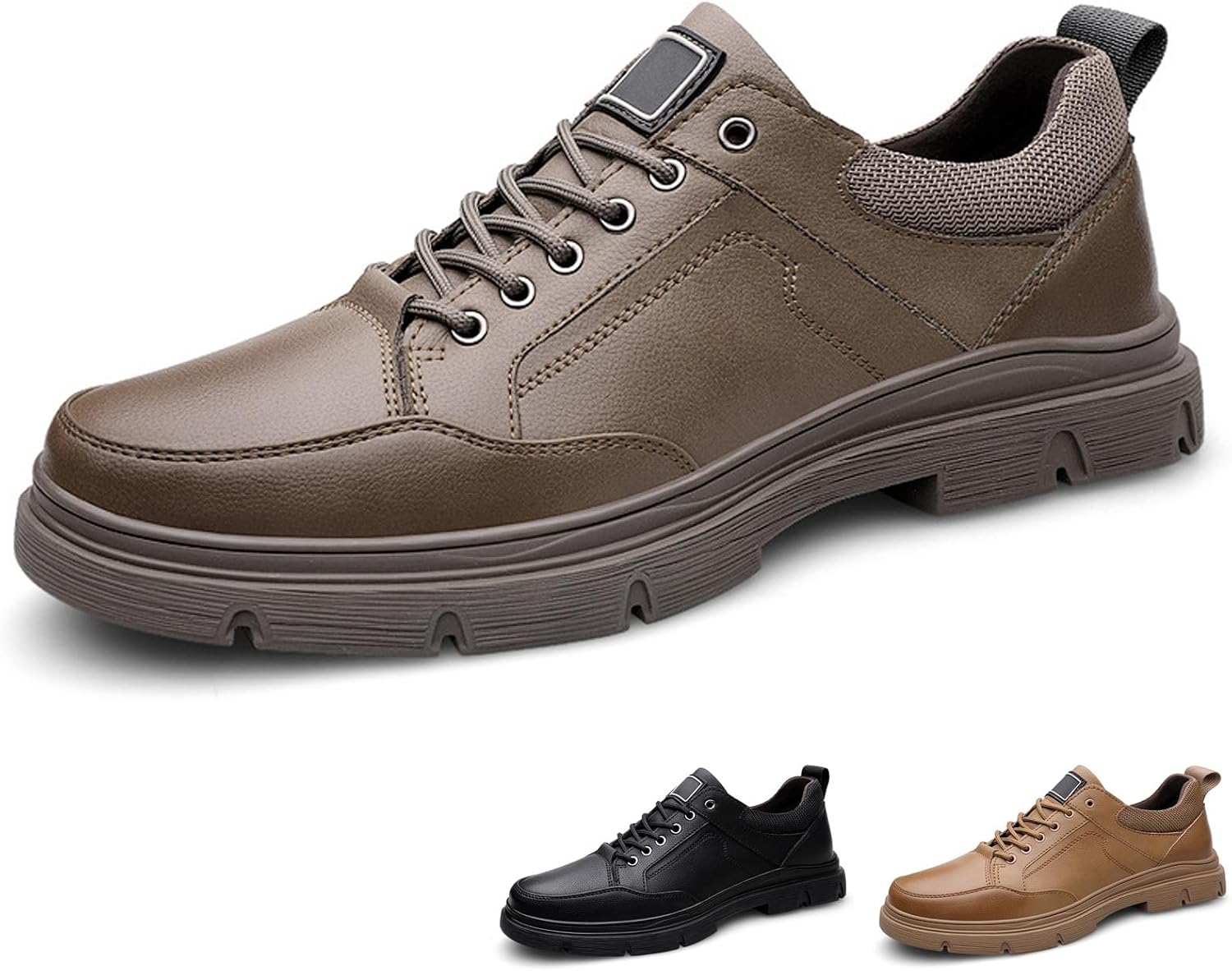 

Мужские деловые кроссовки из натуральной кожи с увеличивающей рост подошвой, ретро стиль, удобные, с круглым носком, дышащие, на шнуровке, с платформой, повседневные спортивные туфли для работы, прогулок и свиданий Nsneond, серый