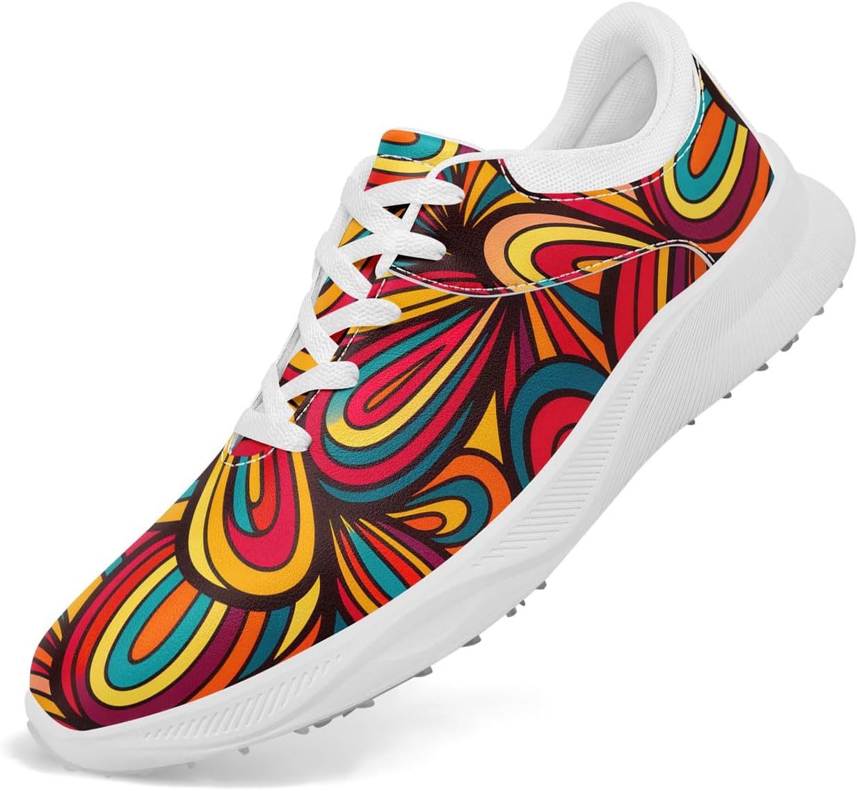 

Мужские и женские модные гольф-туфли с принтом мандалы, яркие, дышащие, без шипов, стильные, удобные, на шнуровке, кроссовки для гольфа Coolcustomize, белый/красный/синий/оранжевый