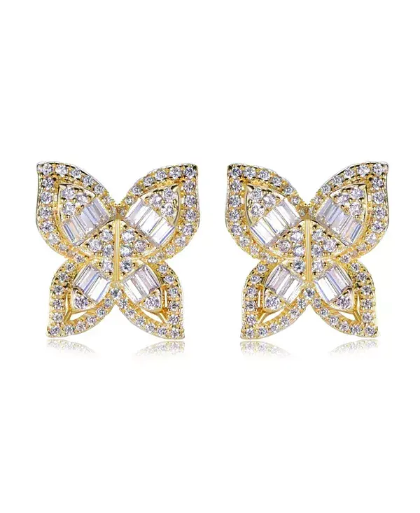 

Серьги-Бабочки Suzy Levian из стерлингового серебра с кубическими цирконами и многогранными фигурками Suzy Levian New York, gold