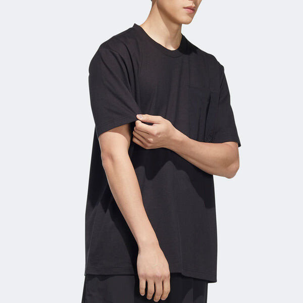 Футболка adidas originals Solid Color Casual Sports Round Neck Pullover Short Sleeve Black, черный — фото 4