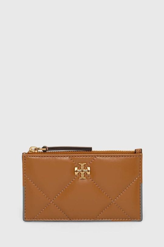 

Кожаный кошелек Kira Diamond Quilt Tory Burch, бежевый