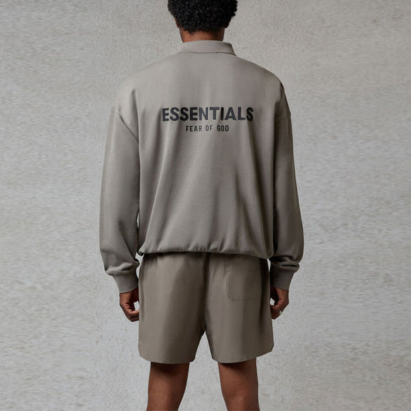 Рубашка fw20 long sleeve polo shirt 'cement' Fear Of God Essentials, серый — фото 4