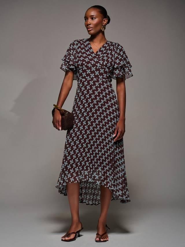 

Платье-рап с рукавами ангел Jolie Moi, Brown Geo