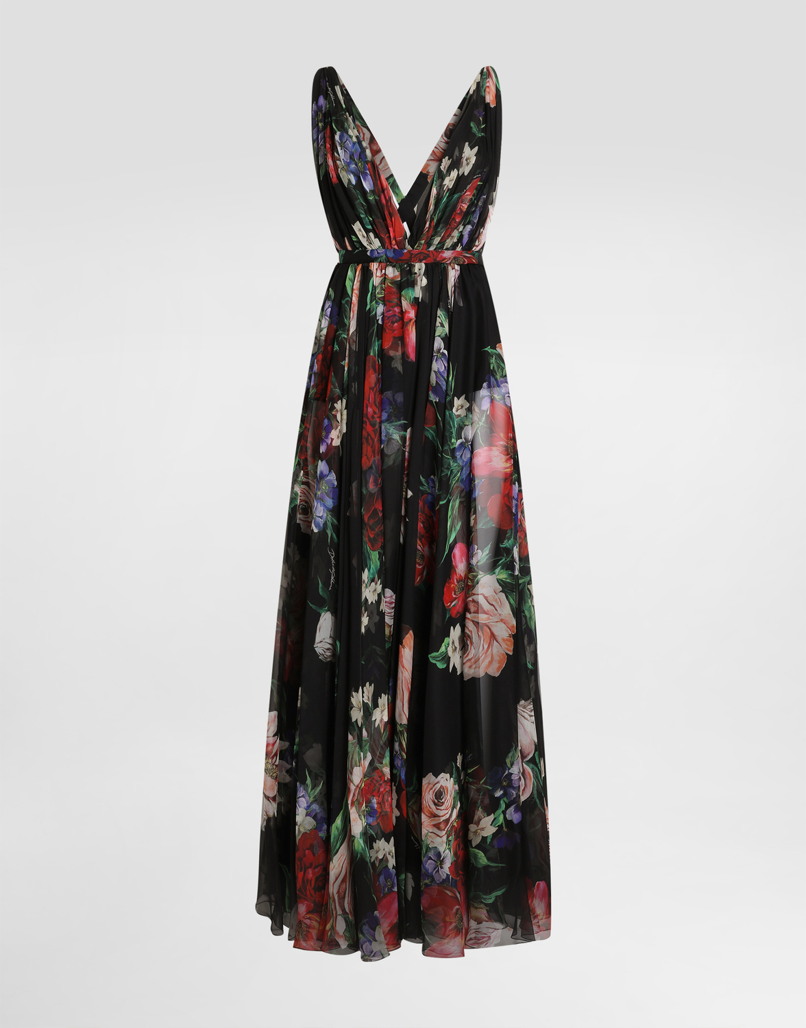 

Длинное шифоновое платье с цветочным принтом Dolce & Gabbana, принт