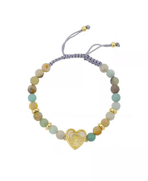 

Браслет-Шнурок из кубического циркония в форме сердца, ограненный амазонитом Unwritten, gold