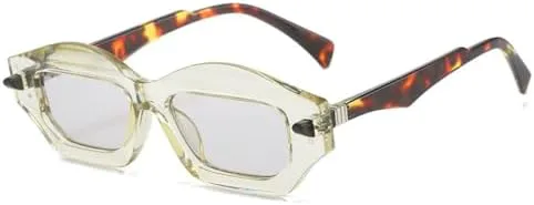 

Солнцезащитные очки 2026 года, розовые, угловатые, в тонкой оправе, для мужчин и женщин, винтажные, неправильной формы, ретро, ​​модные, двухцветные MTZJH, C6