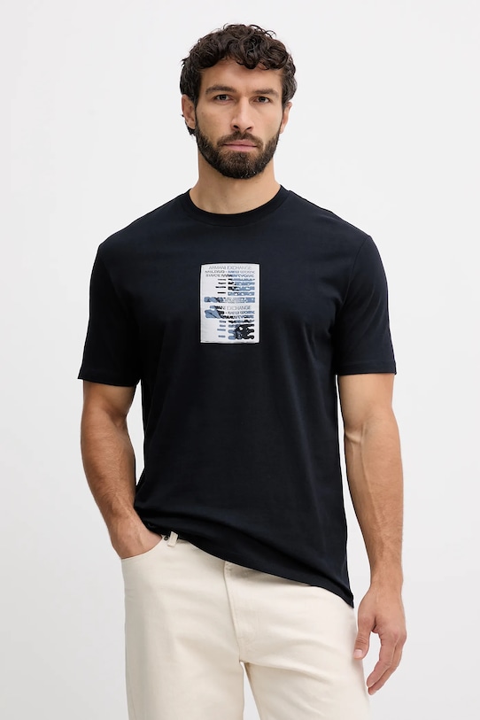 

Хлопковая футболка Armani Exchange, темно-синий