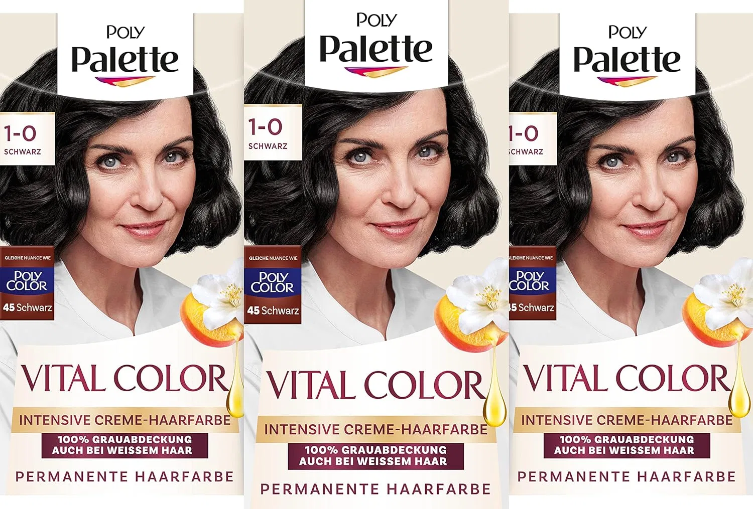 Интенсивная крем-краска для волос Poly Palette Vital Color, оттенок 1-0 Черный, 115 мл Palette