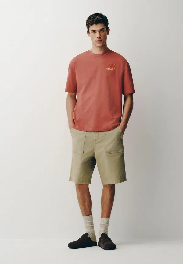 Шорты Next Regular fit garment dyed fatigue jort shorts, камень — фото 2