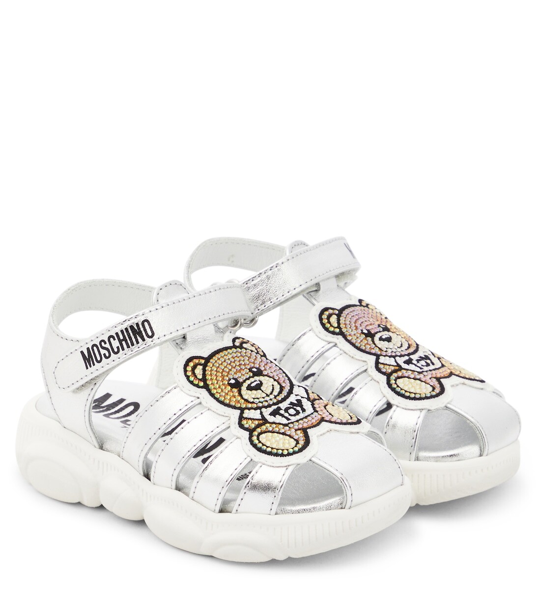 

Сандалии из металлизированной кожи Moschino, серебряный