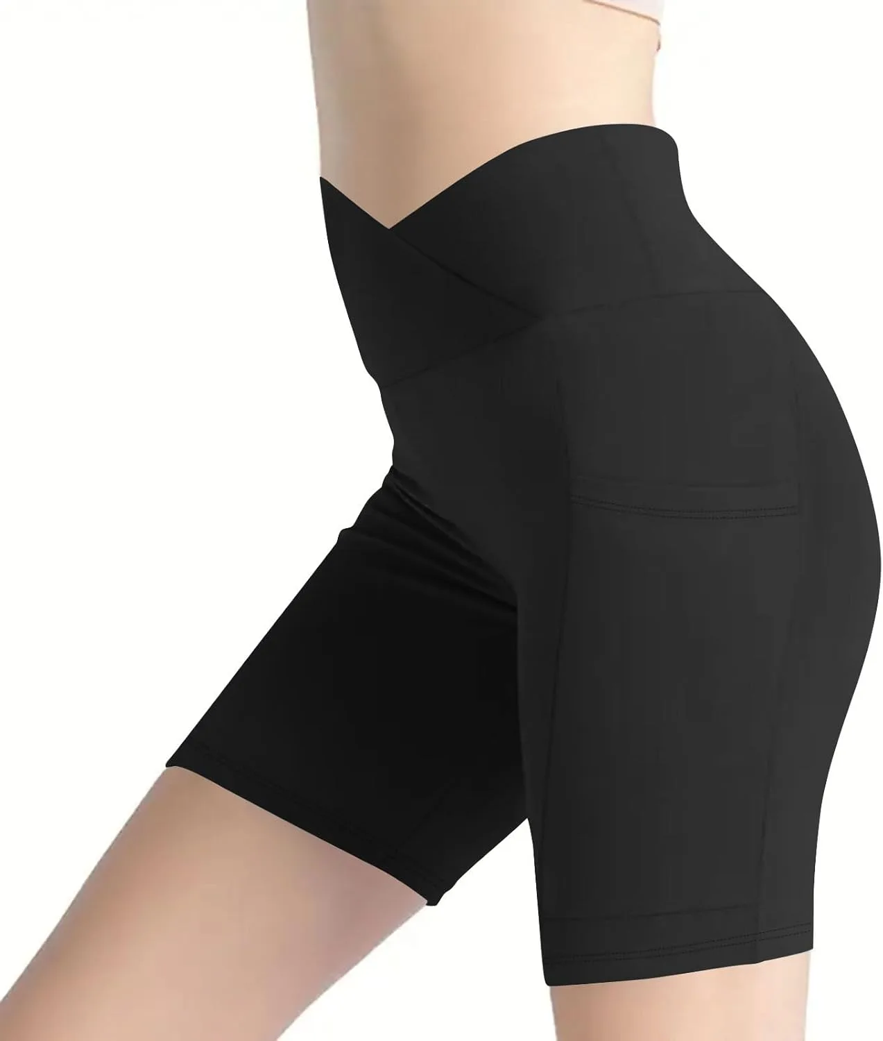 Высокие шорты для тренировок с карманами, Soft Workout Yoga Shorts Pack, Solid Color — фото 4