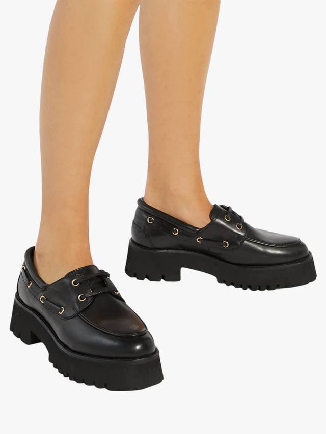 Griffyn кожаные шнурованные массивные ботинки в стиле boat shoes Dune London, Black — фото 2