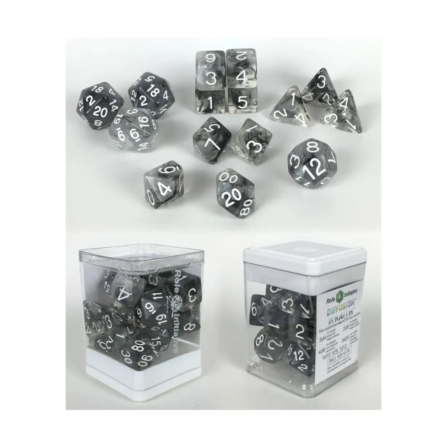 

Многогранные игральные кости — Призрак с белыми цифрами (15), Game Dice - Diffusion (Role 4 Initiative)