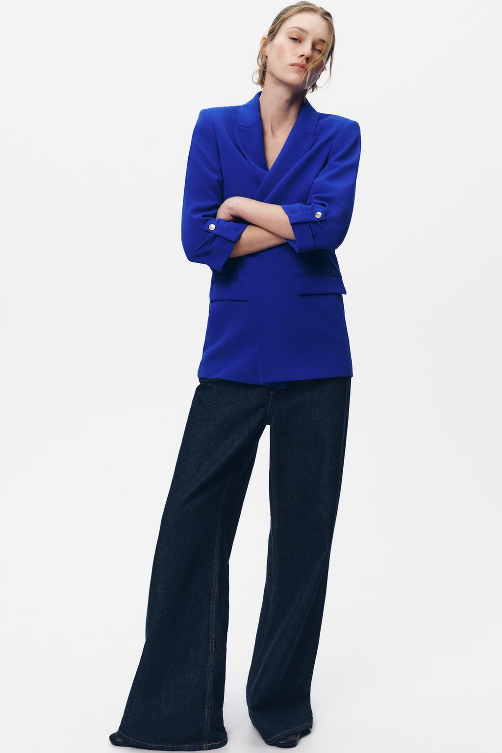 

Блейзер с закатанными рукавами ZARA, цвет Bluish