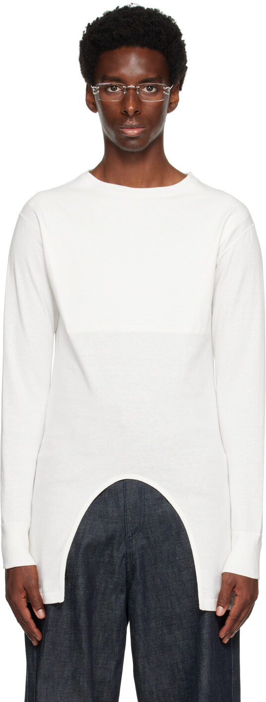 

Белая футболка с длинным рукавом Генри KOZABURO, Белый, Белая футболка с длинным рукавом Генри KOZABURO