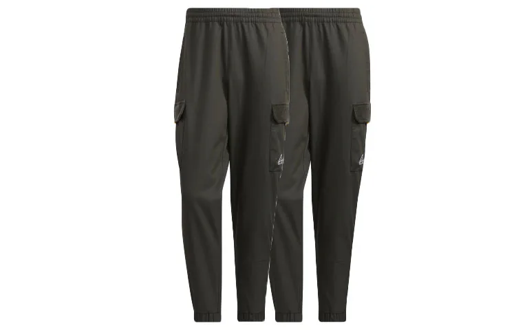 Вязаные спортивные брюки мужские умеренные с манжетами Adidas, темно-earthy коричневый — фото 3