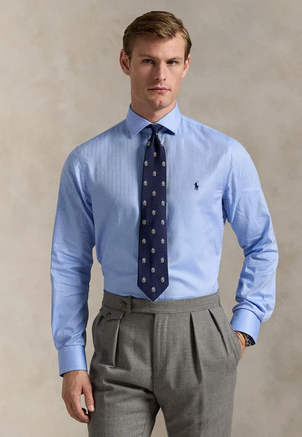 Приталенная рубашка из поплина, формальная рубашка Polo Ralph Lauren, Blue