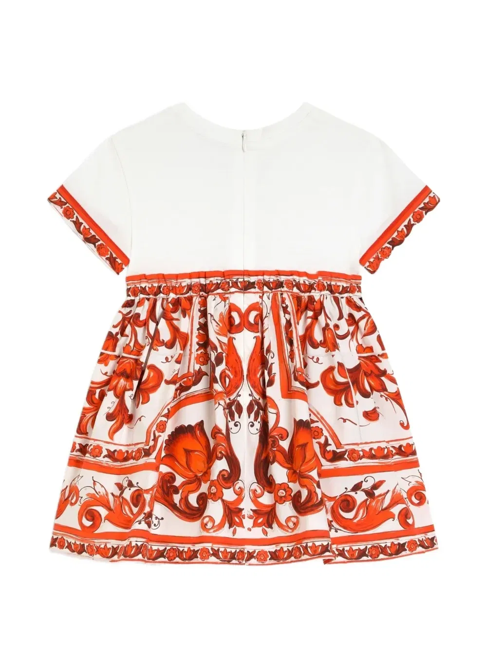 Платье из джерси и поплина с майоличным принтом и шортиками Dolce & Gabbana Kids, белый — фото 2