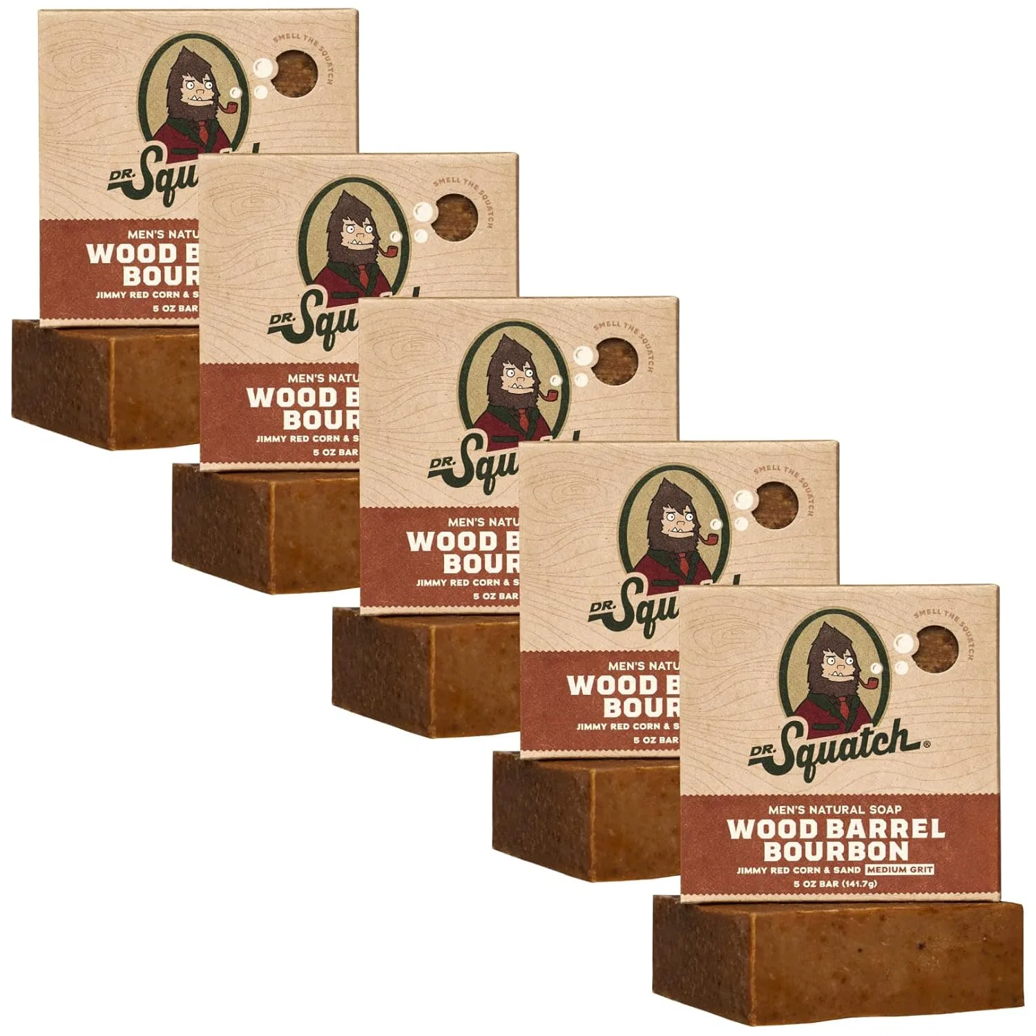 Натуральное мыло для мужчин «Wooden Barrel Bourbon» от Dr. Squatch, 5 шт. Dr. Squatch