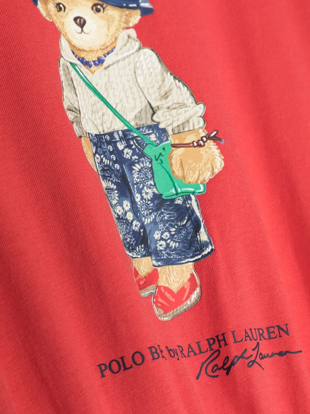 Короткое платье с принтом Polo Bear и кулиской POLO RALPH LAUREN KIDS, красный — фото 3