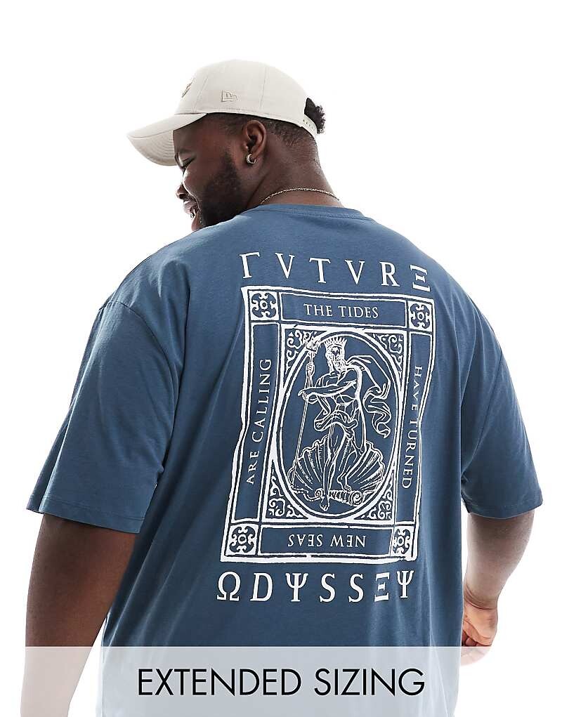 

Футболка оверсайз цвета Marineblau с принтом «Renaissance-R» ASOS DESIGN
