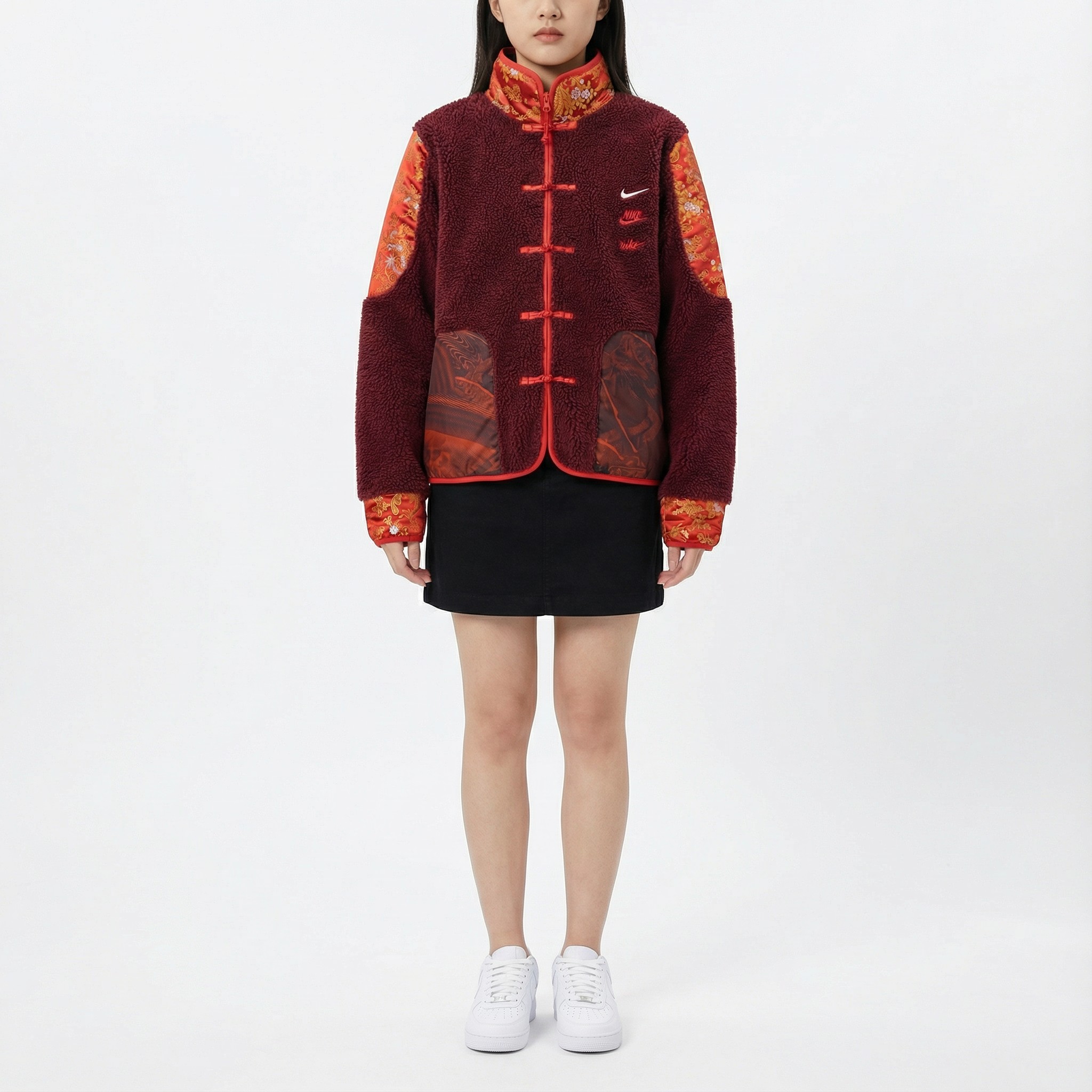 Nike Вельветовая куртка Unisex Team Red Color Stand Collar Thickened — фото 3