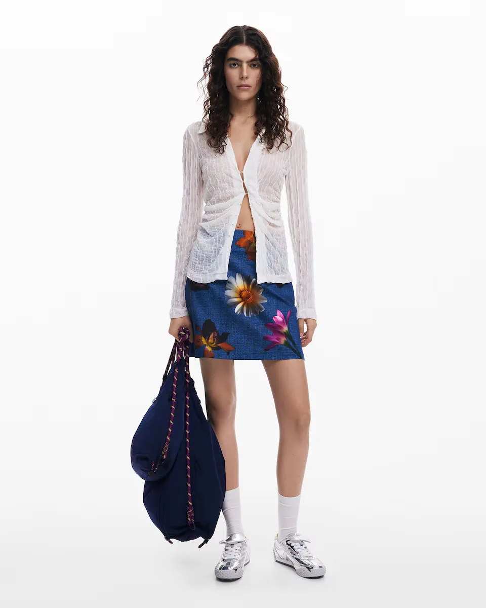 

Цветочная мини-юбка Desigual, синий