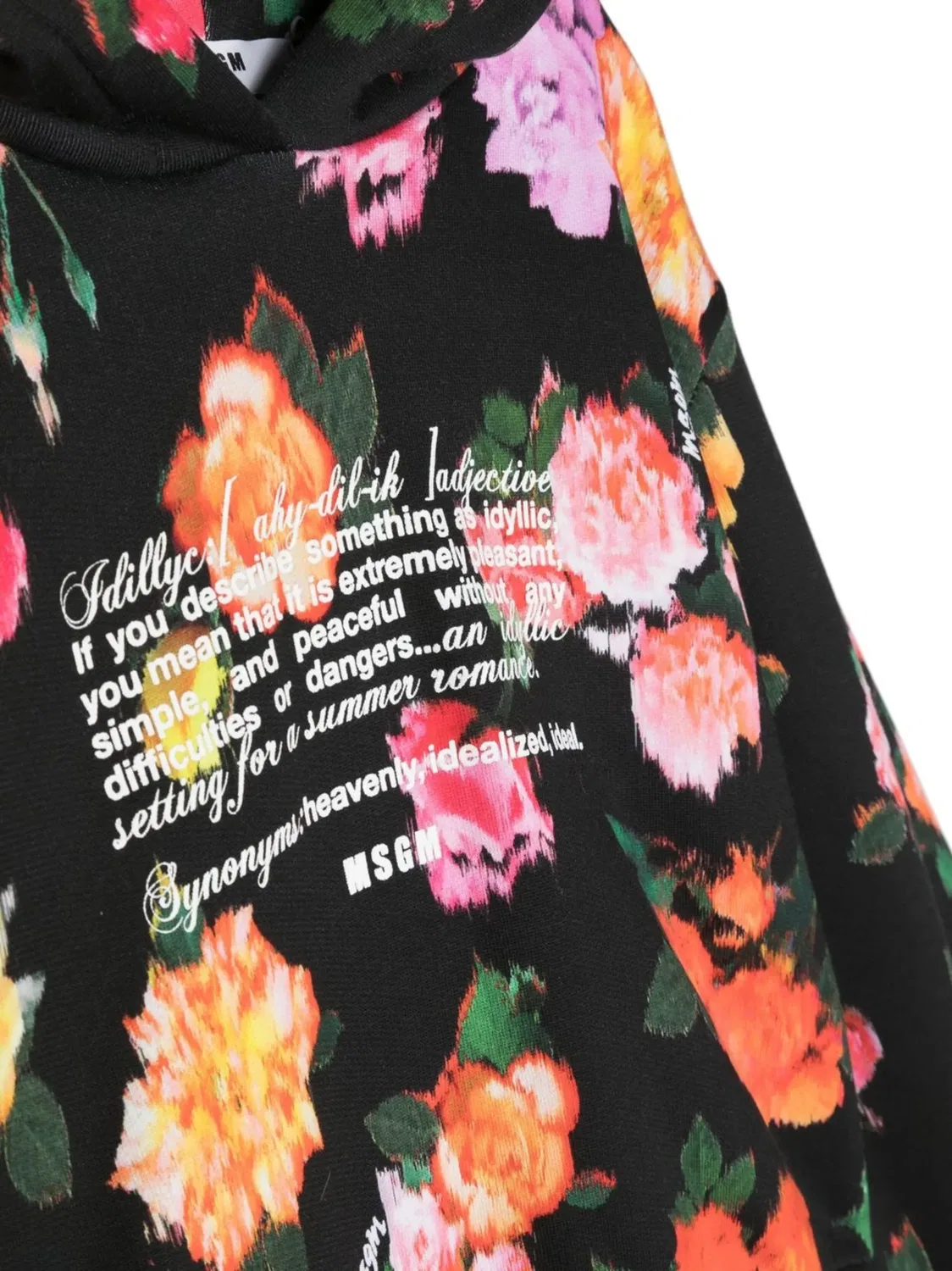 Худи с цветочным принтом MSGM, черный — фото 3