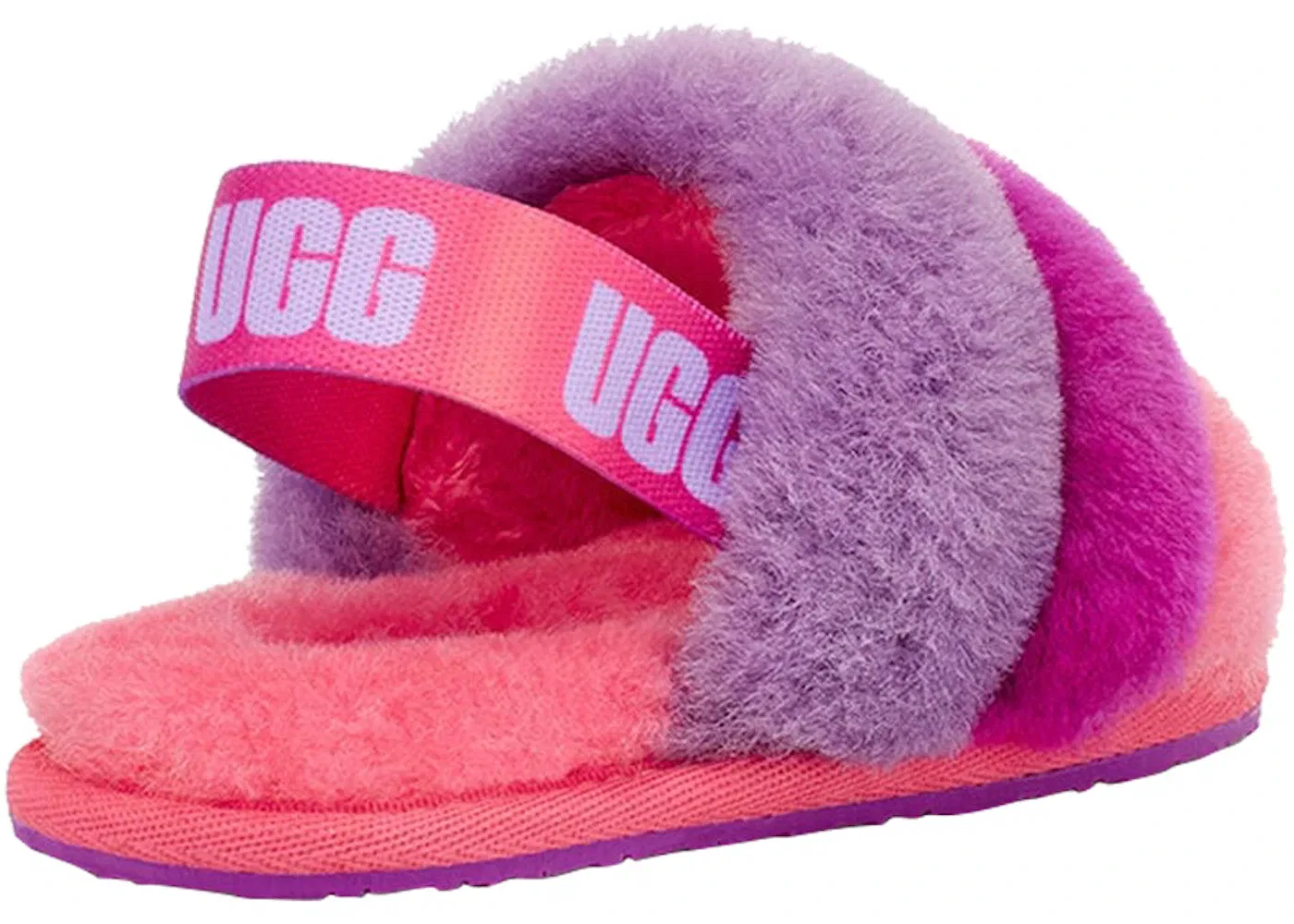 Детские шлепанцы UGG Fluff Yeah Slide, Purple Rainbow — фото 3