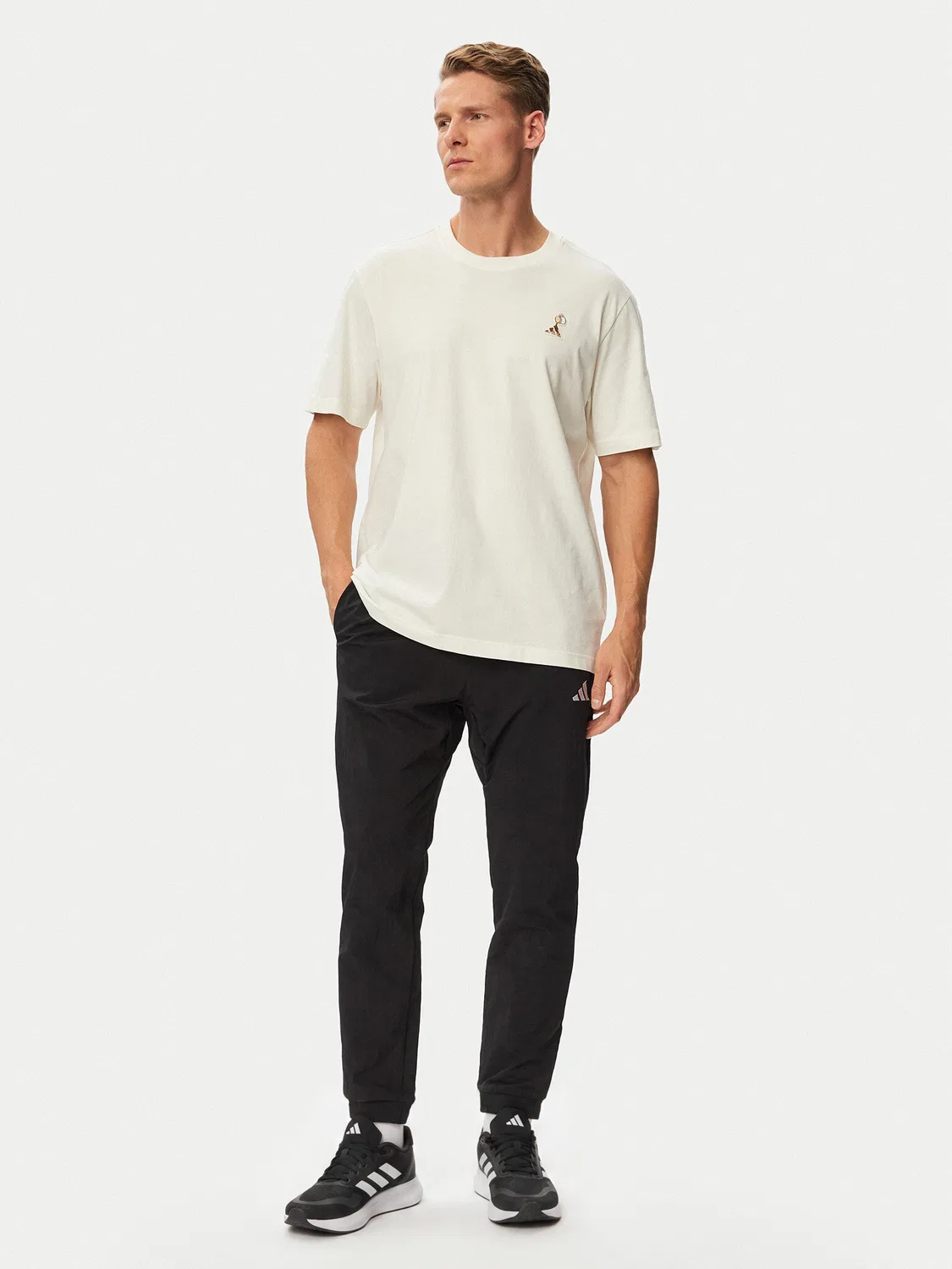 Мужские спортивные штаны стандартного кроя Essentials Small Logo Adidas, черный — фото 2