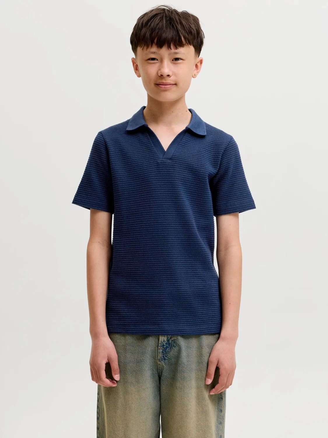 Поло синее Jack & Jones Junior, синий — фото 2