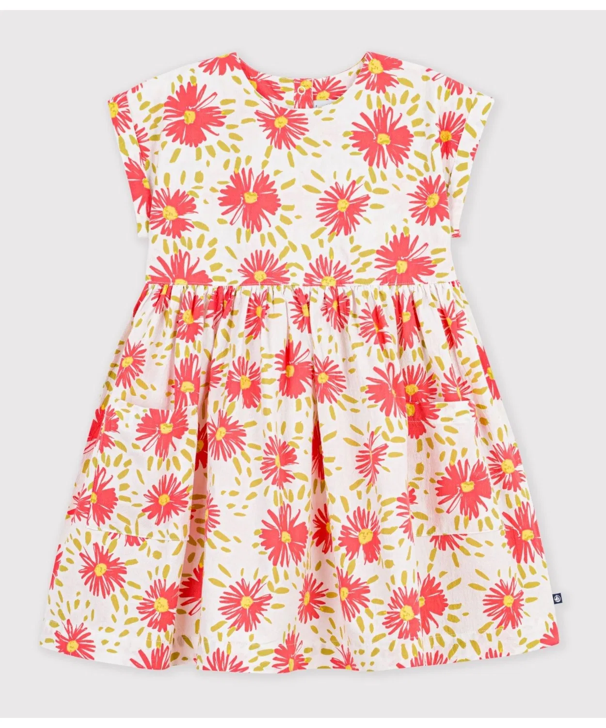 Детское платье с цветочным принтом с коротким рукавом PETIT BATEAU, Белый — фото 4