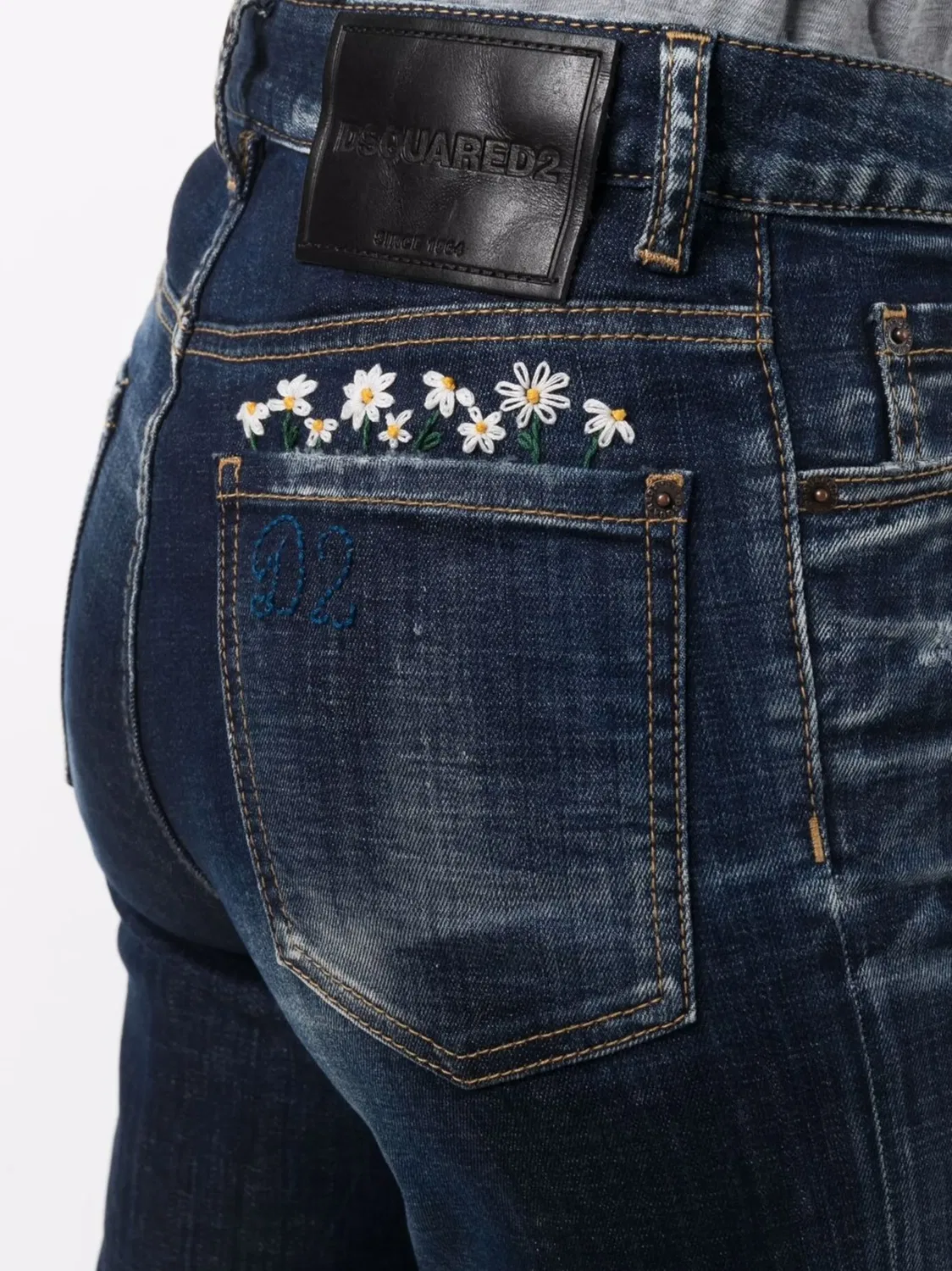 Джинсы прямого кроя с эффектом потертости DSQUARED2, синий — фото 4
