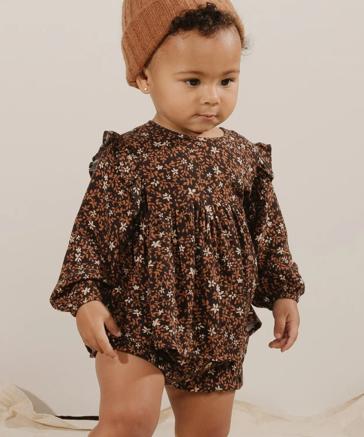 Детская блуза с длинным рукавомс принтом Winter Bloom Rylee + Cru, Black